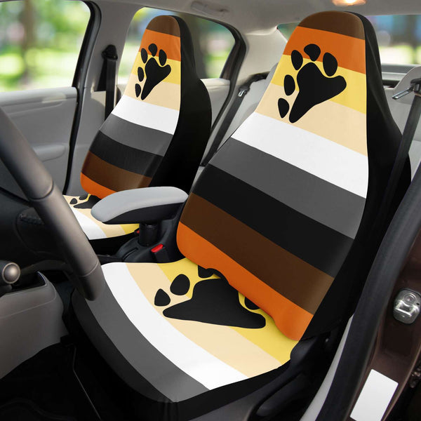Car Seat Cover - AOP - 65 MCMLXV LGBT Bear Pride Flag Print Car Seat Cover