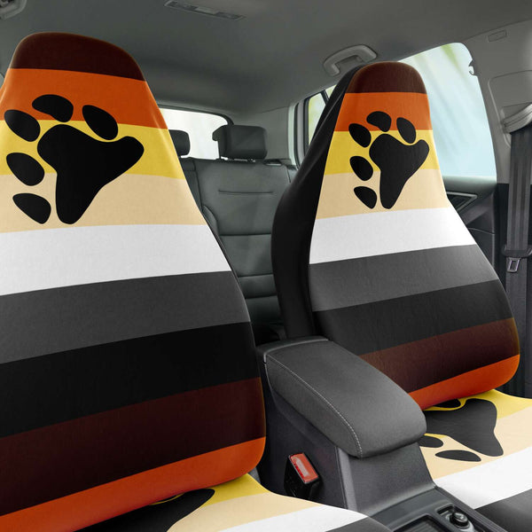Car Seat Cover - AOP - 65 MCMLXV LGBT Bear Pride Flag Print Car Seat Cover