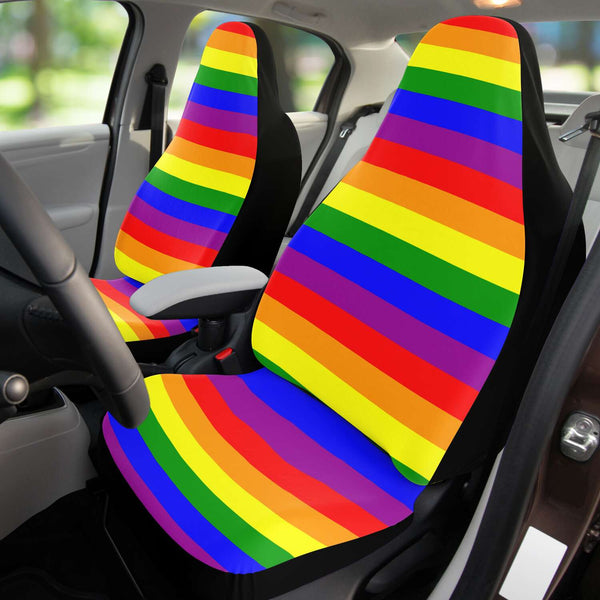 Car Seat Cover - AOP - 65 MCMLXV LGBT Gay Pride Rainbow Flag Print Car Seat Cover