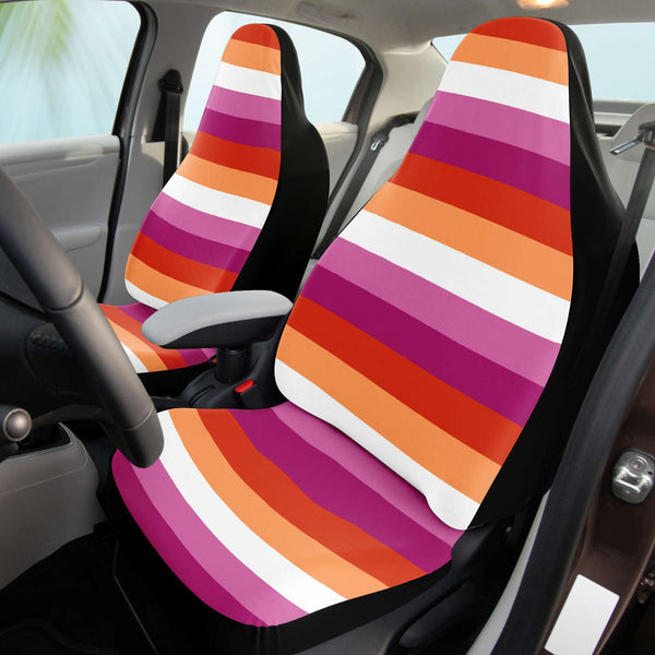 Car Seat Cover - AOP - 65 MCMLXV LGBT Lesbian Pride Sunset Flag Print Car Seat Cover