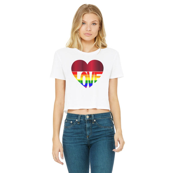 Crop Top - 65 MCMLXV Cropped LGBT Rainbow Flag Love Heart T-Shirt