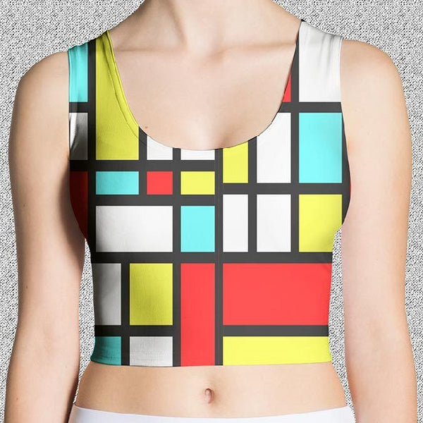 65 MCMLXV Women's Mondrian Print Color Block Crop Top-Crop Top-65mcmlxv