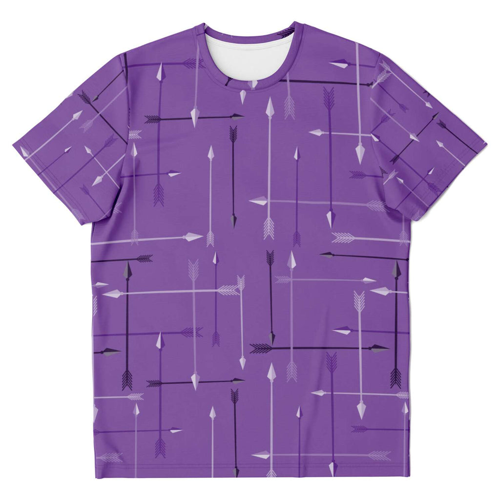 65 MCMLXV Unisex Cosplay Purple Arrows Plaid Print Hawkeye Inspired T-Shirt