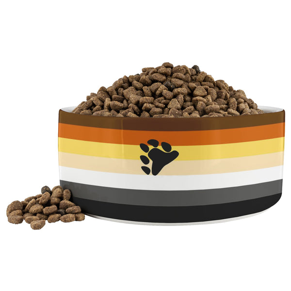 Dog Bowls - 65 MCMLXV LGBT Bear Pride Flag Print Dishwasher Safe Ceramic Pet Bowl