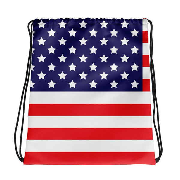 Drawstring Bag - 65 MCMLXV Americana USA Flag Print Drawstring Bag