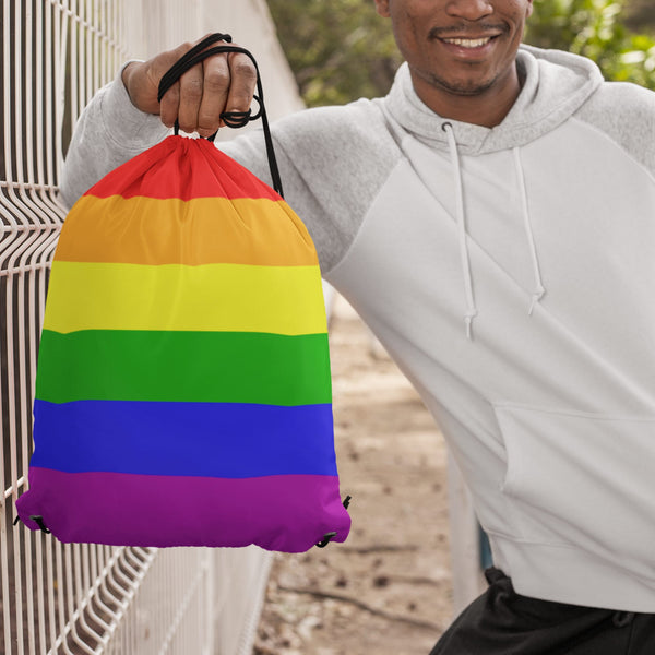 Drawstring Bag - 65 MCMLXV LGBT Pride Rainbow Flag Print Drawstring Bag