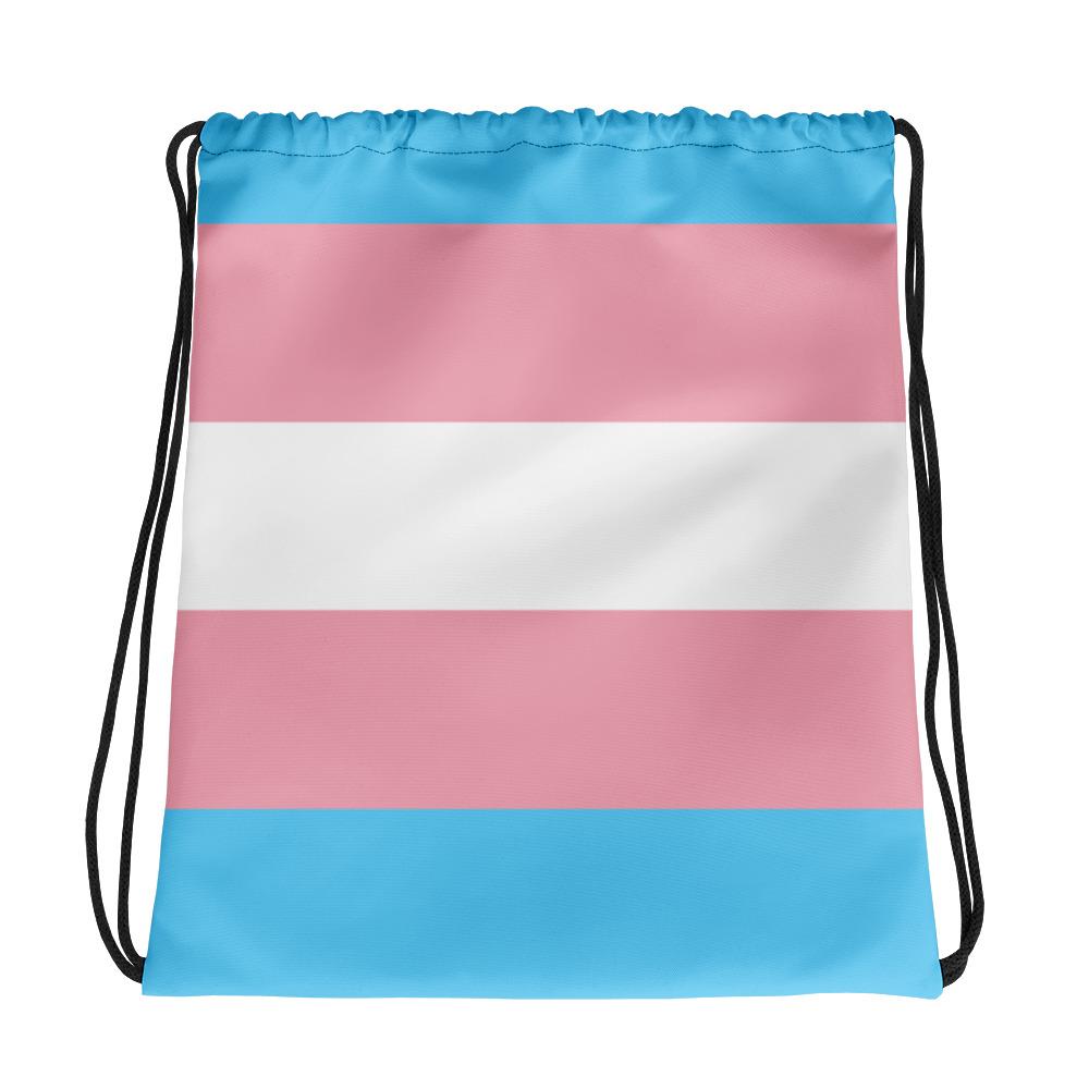 Drawstring Bag - 65 MCMLXV LGBT Transgender Pride Flag Print Drawstring Bag