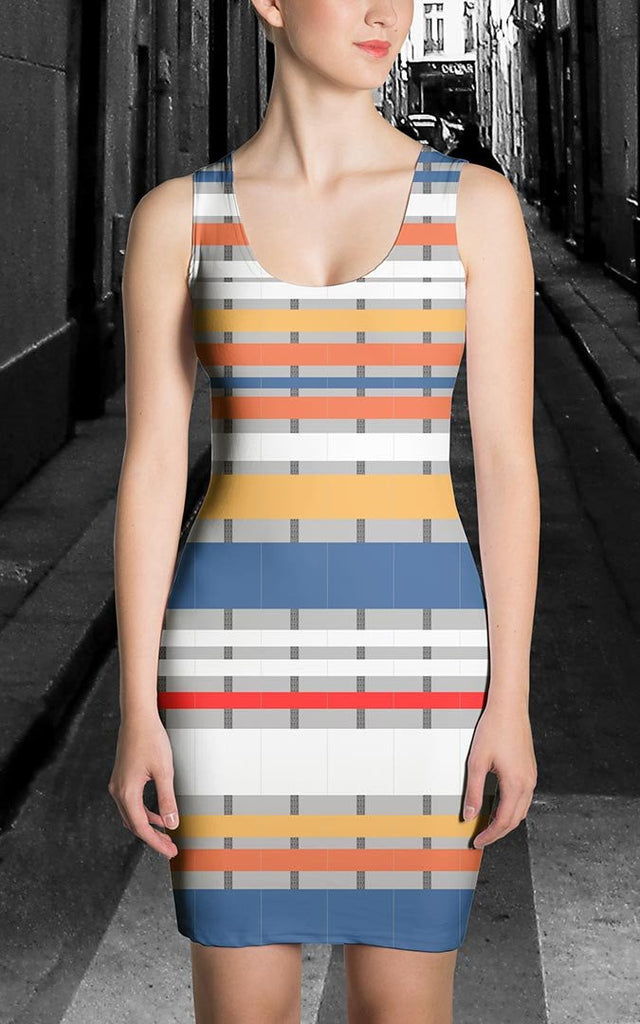 65 MCMLXV Women's Lace Stripe Print Dress-Dress-65mcmlxv