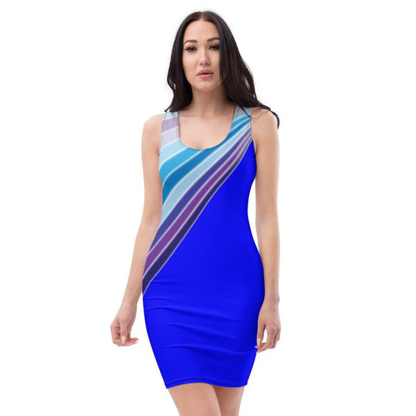 Dresses - 65 MCMLXV Women's Blue Streaks Of Light 70s Disco Dress