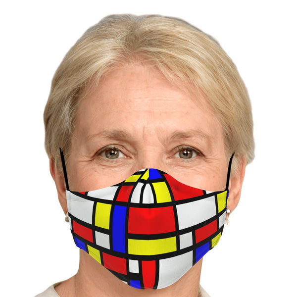 Fashion Face Mask - AOP - 65 MCMLXV Unisex Mondrian Color Block Print Face Mask