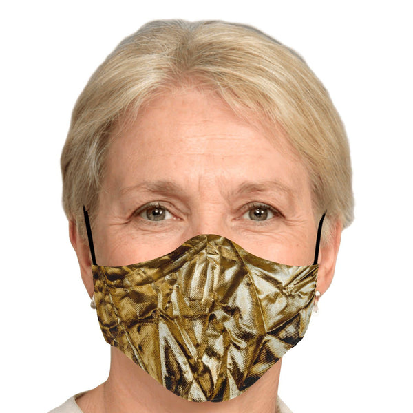 65 MCMLXV Women's Gold Lame Print Face Mask-Fashion Face Mask - AOP-65mcmlxv