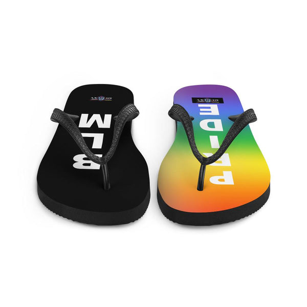 Flip Flops - 65 MCMLXV Unisex LGBT Pride Black Lives Matter Print Flip-Flops