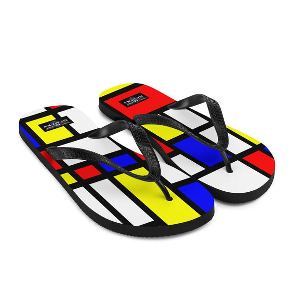 Flip Flops - 65 MCMLXV Unisex Mondrian Color Block Print Flip-Flops