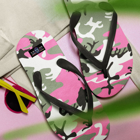 Flip Flops - 65 MCMLXV Unisex Pink Camouflage Print Flip-Flops