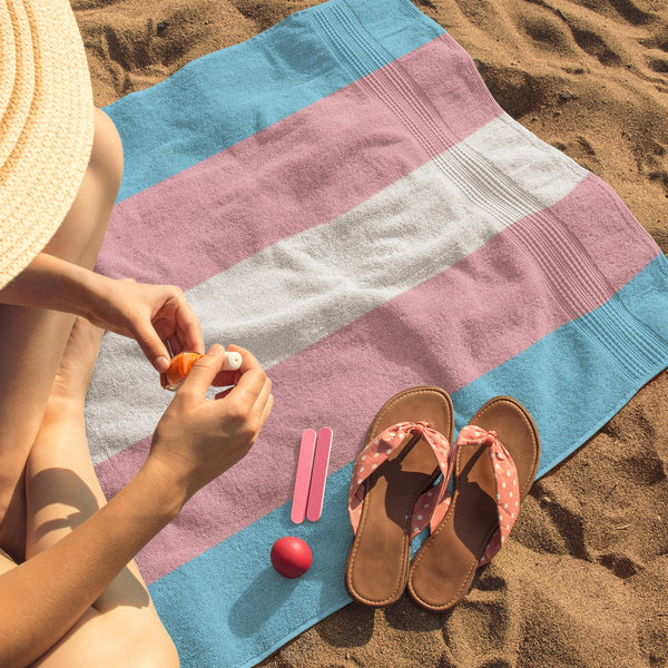 Home Decor - 65 MCMLXV LGBT Transgender Pride Flag Print Beach Towel