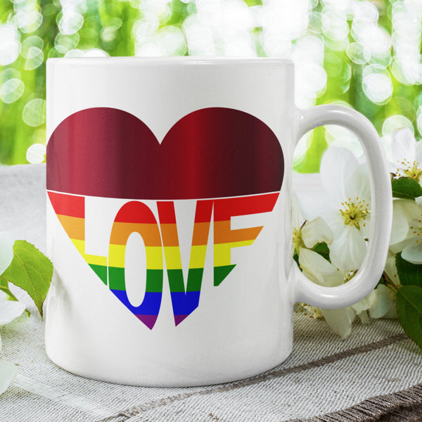 Homeware - 65 MCMLXV LGBT Rainbow Flag Love Heart 11oz Coffee Mug