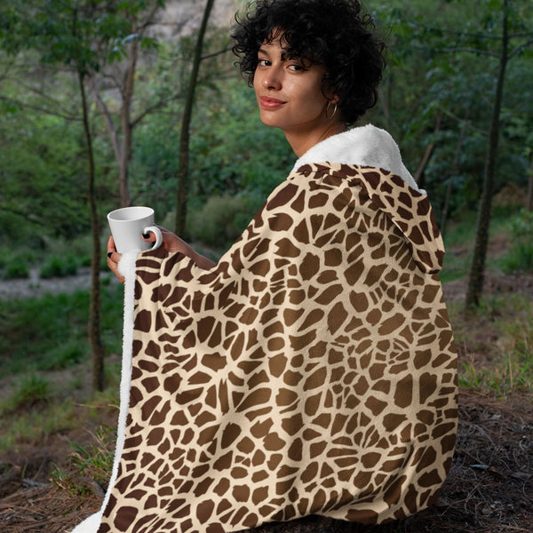 65 MCMLXV Unisex Giraffe Print Hooded Blanket-Hooded Blanket - AOP-65mcmlxv