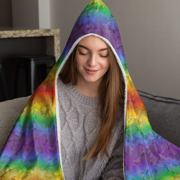 65 MCMLXV Unisex LGBTQ Rainbow Camouflage Hooded Blanket-Hooded Blanket - AOP-65mcmlxv