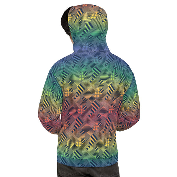 65 MCMLXV Unisex LGBT Pride Rainbow Geo Print Fleece Hoodie-Hoody-65mcmlxv