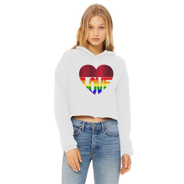 Hoody - 65 MCMLXV Women's LGBT Rainbow Love Heart Cropped Hoodie
