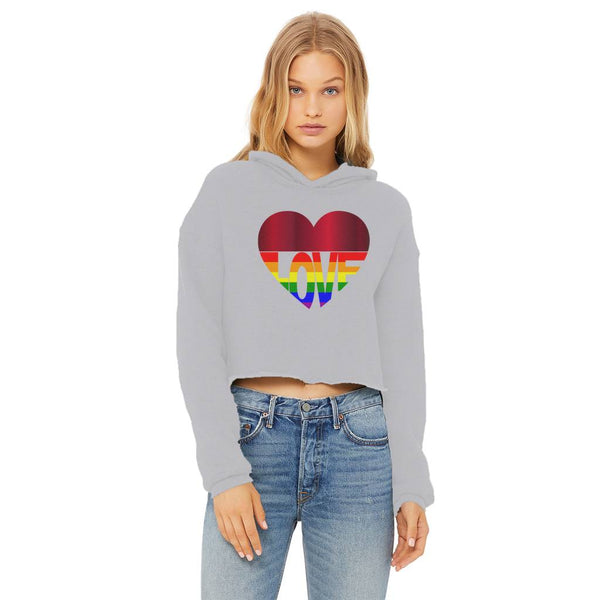 Hoody - 65 MCMLXV Women's LGBT Rainbow Love Heart Cropped Hoodie