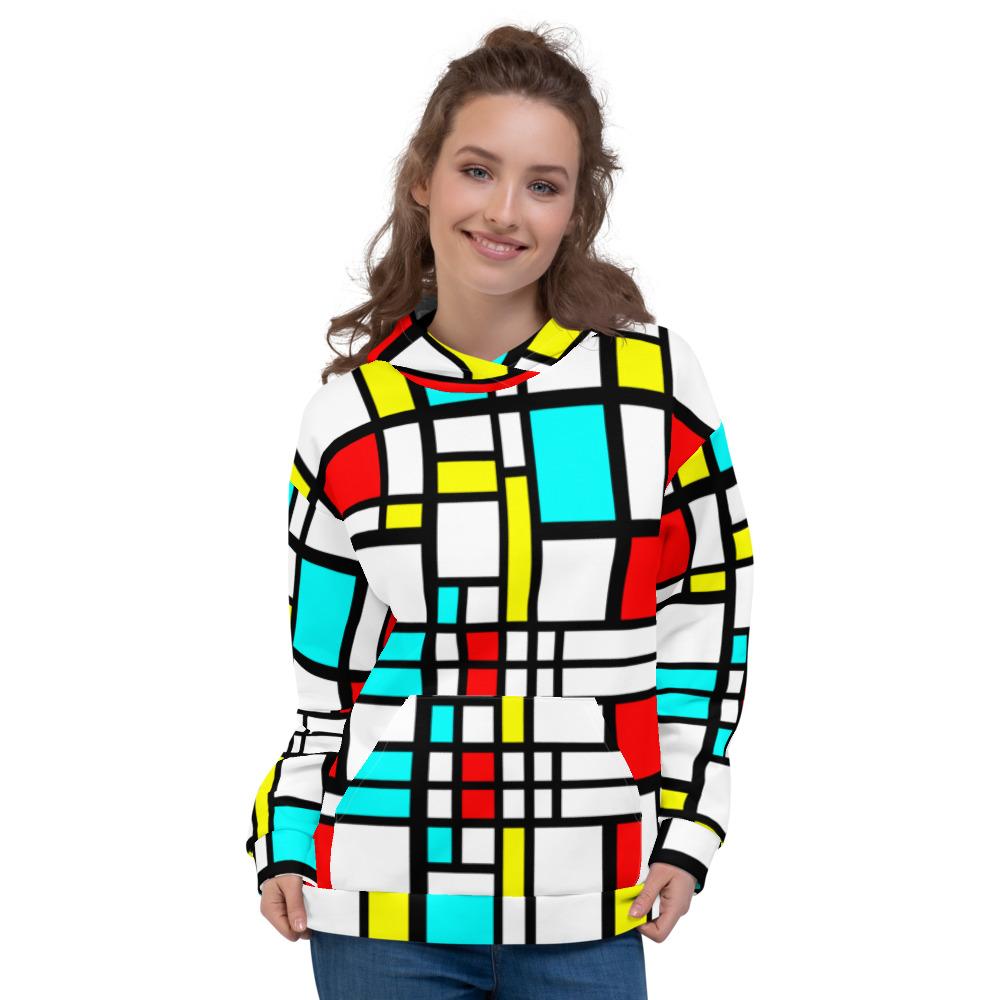 65 MCMLXV Women's Mondrian Print Fleece Hoodie-Hoody-65mcmlxv