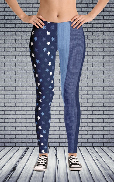 65 MCMLXV Women's Americana Denim USA Flag Print Leggings-Leggings-65mcmlxv