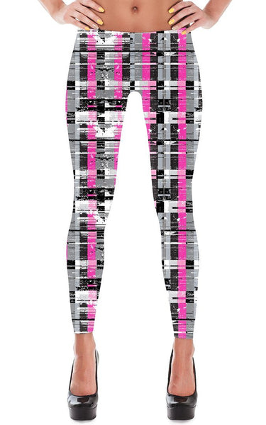 65 MCMLXV Women's Fractured Stripe Print Leggings-Leggings-65mcmlxv