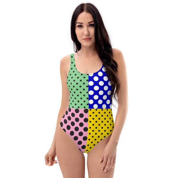 65 MCMLXV Women's Polka Dot Mix Print One-Piece Swimsuit-One-Piece Swimsuit - AOP-65mcmlxv
