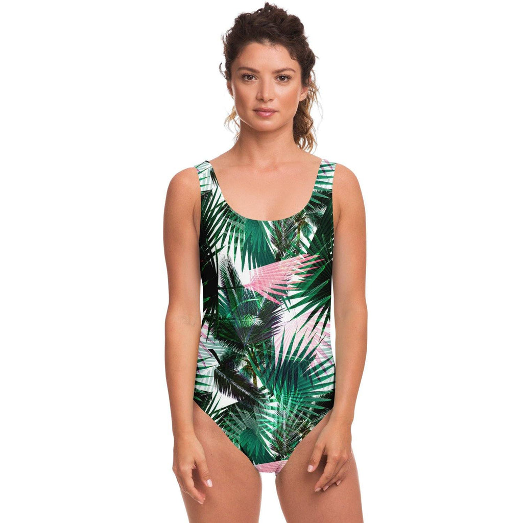 65 MCMLXV Women's Tropical Palm Fronds Print 1 Piece Swimsuit-One-Piece Swimsuit - AOP-65mcmlxv