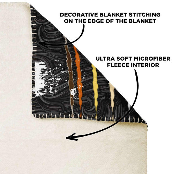 Premium Microfleece Blanket - AOP - 65 MCMLXV LGBT Bear Pride Flag Scratches And Splatter Fur Print Blanket