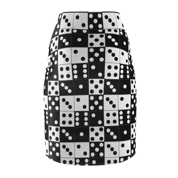 Skirt - 65 MCMLXV Women's Black And White Dominoes Print Pencil Skirt