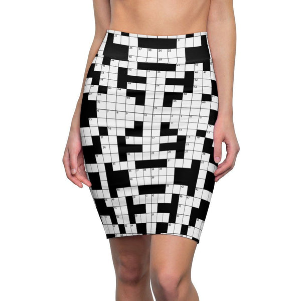 Skirt - 65 MCMLXV Women's Crossword Puzzle Print Pencil Skirt