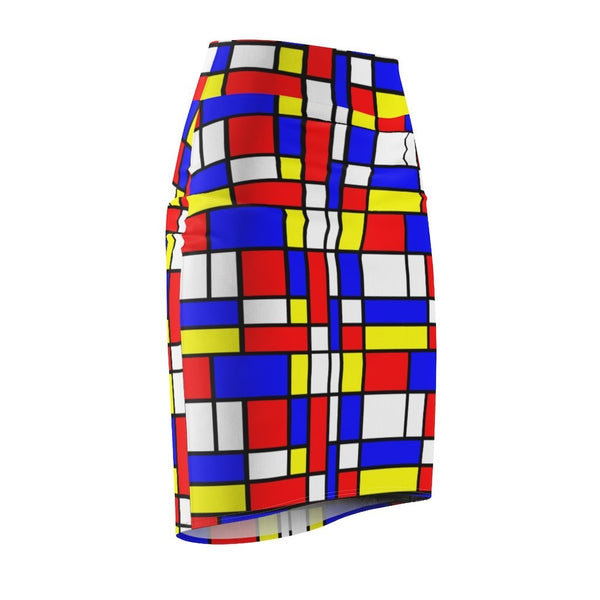 Skirt - 65 MCMLXV Women's Mondrian Color Block Print Pencil Skirt