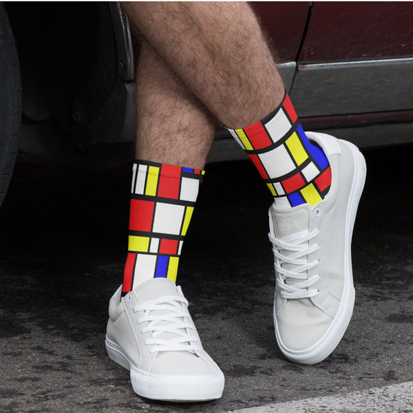 Socks - 65 MCMLXV Unisex Mondrian Color Block Print Socks