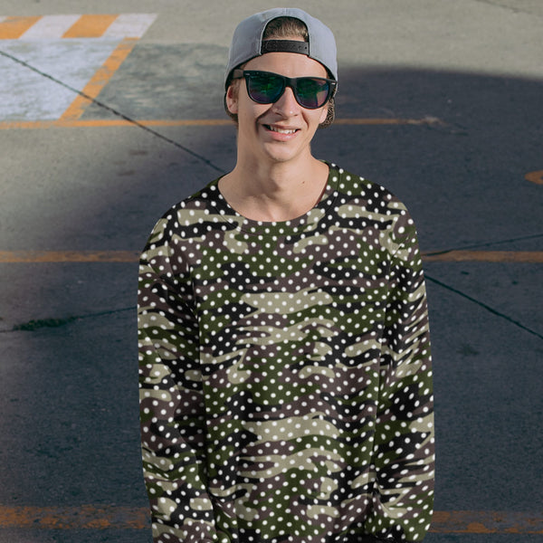 65 MCMLXV Men's Camouflage & Polka Dot Print Fleece Sweatshirt-Sweatshirts-65mcmlxv