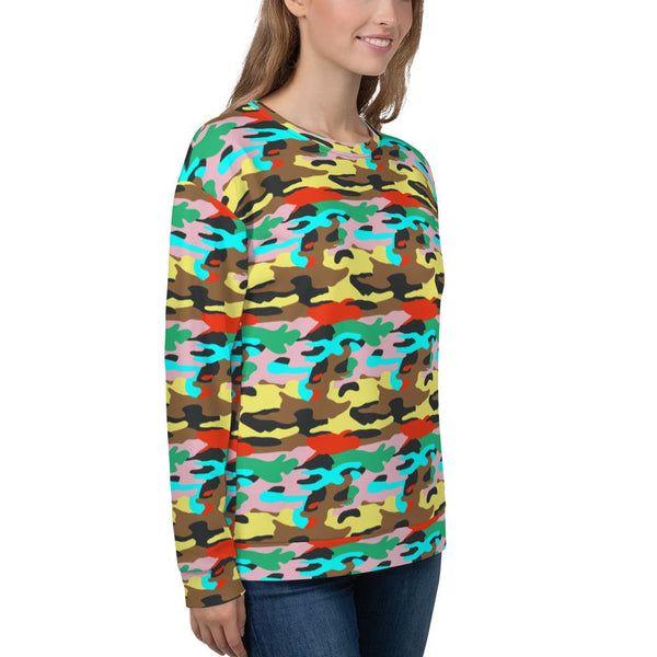 65 MCMLXV Unisex Bright Camo Print Fleece Sweatshirt-Sweatshirts-65mcmlxv