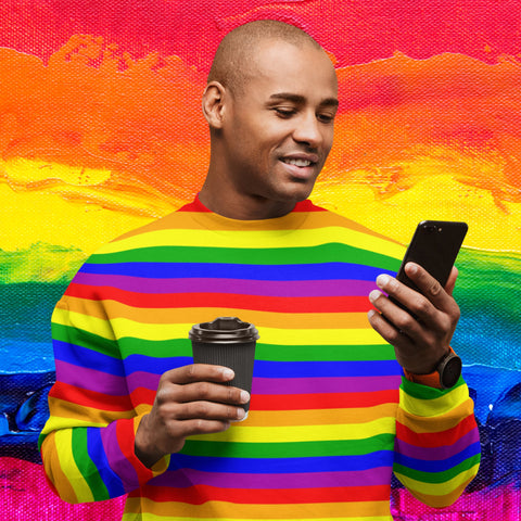 Sweatshirts - 65 MCMLXV Unisex LGBT Gay Pride Rainbow Flag Stripe Performance Sweatshirt