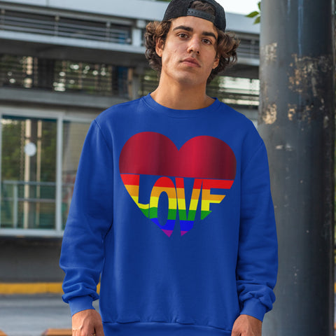 Sweatshirts - 65 MCMLXV Unisex LGBT Rainbow Flag Love Heart Sweatshirt