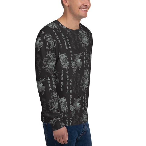 65 MCMLXV Men's "Destroy All Icons" Tattoo Print Fleece Sweatshirt-Sweatshirts-65mcmlxv