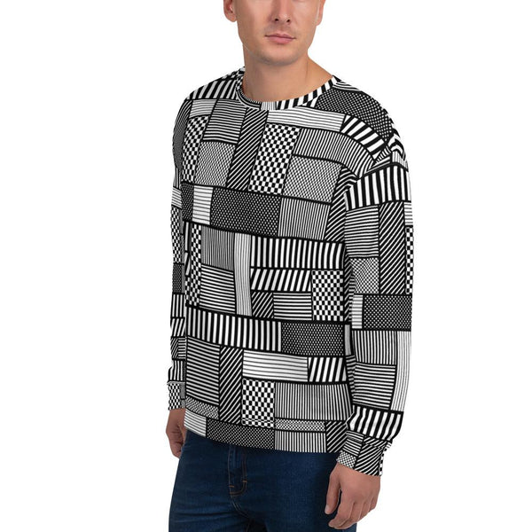 65 MCMLXV Men's Geometric Patchwork Fleece Sweatshirt-Sweatshirts-65mcmlxv