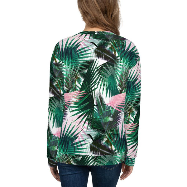 65 MCMLXV Women's Palm Fronds Print Fleece Sweatshirt-Sweatshirts-65mcmlxv