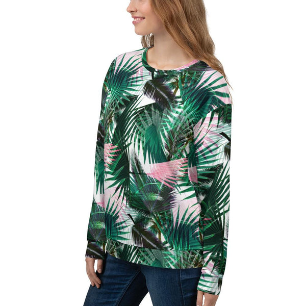65 MCMLXV Women's Palm Fronds Print Fleece Sweatshirt-Sweatshirts-65mcmlxv