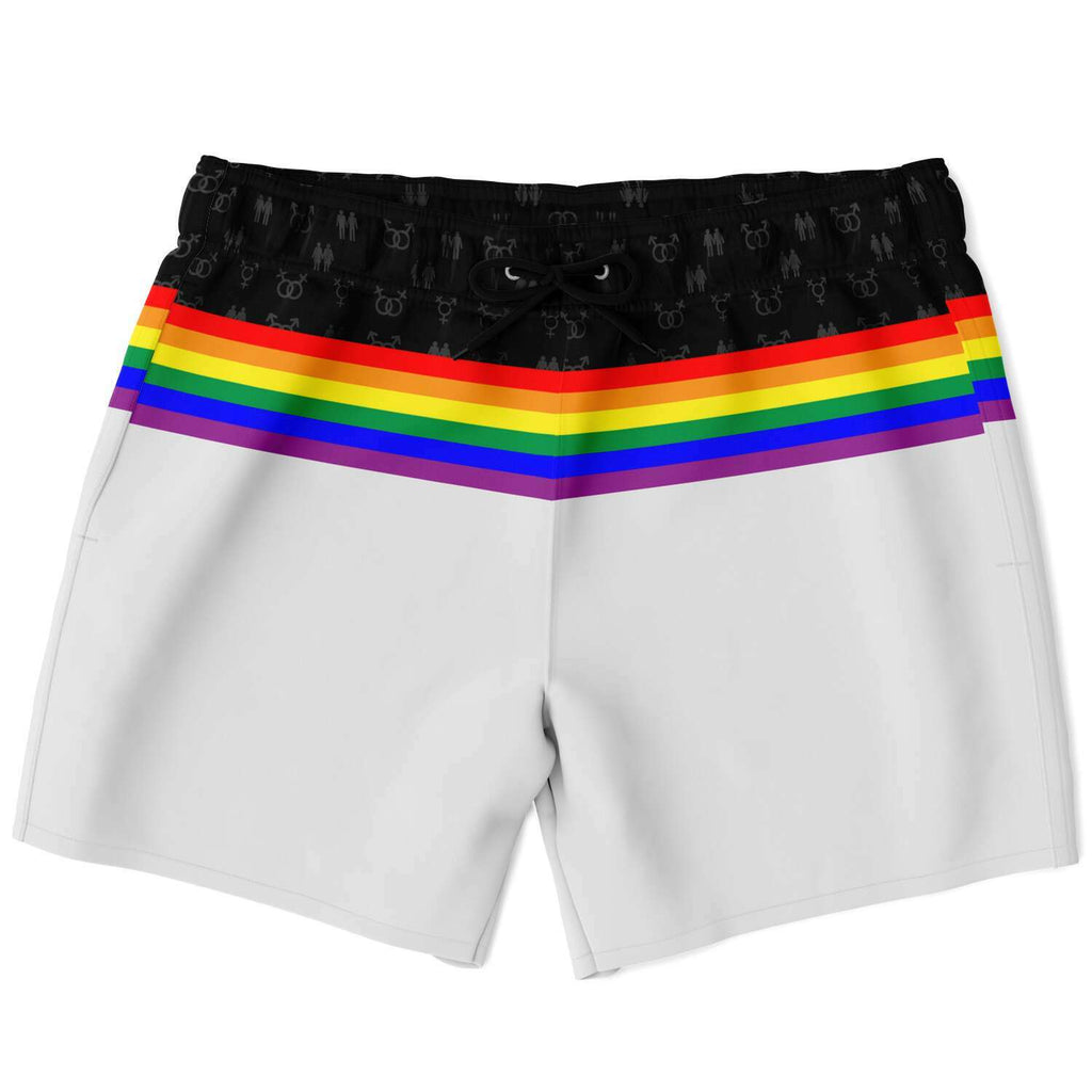 65 MCMLXV Men's LGBT Rainbow Flag Stripe Print Swim Trunk-Swim Trunks Men - AOP-65mcmlxv