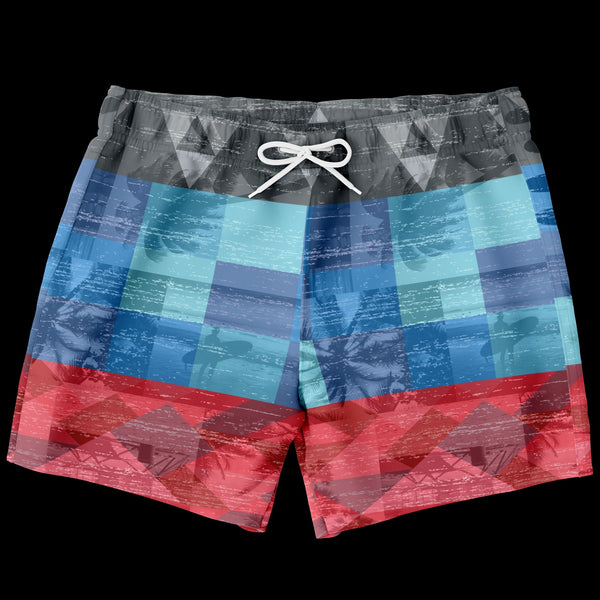 65 MCMLXV Men's Tropical Color Block Print Swim Trunk-Swim Trunks Men - AOP-65mcmlxv