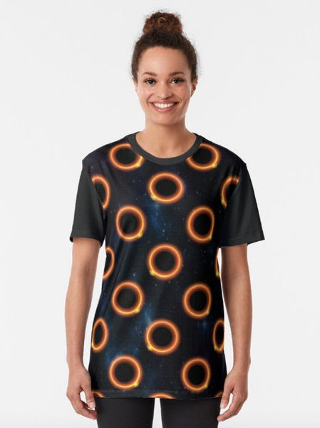 T-shirt - 65 MCMLXV Unisex Black Solar Eclipse Polka Dot Pattern Panel T-Shirt