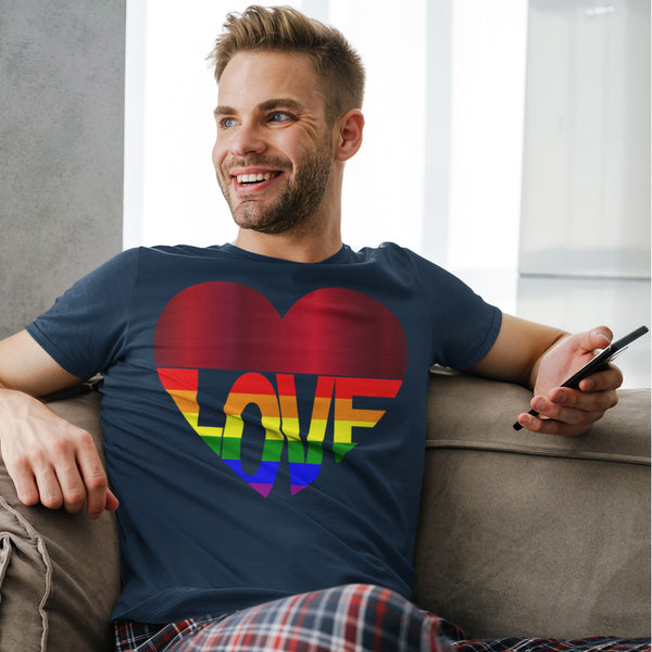T-shirt - 65 MCMLXV Unisex LGBT Rainbow Flag Love Heart T-Shirt