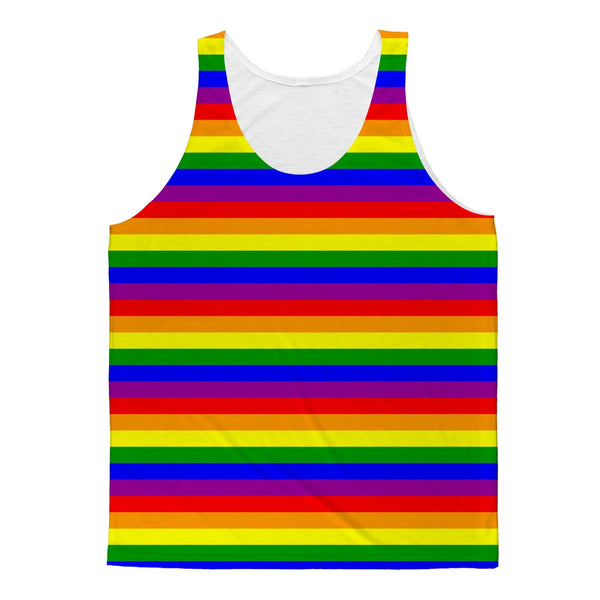 Tank Top - 65 MCMLXV Unisex LGBT Gay Pride Rainbow Flag Stripe Print Tank Top