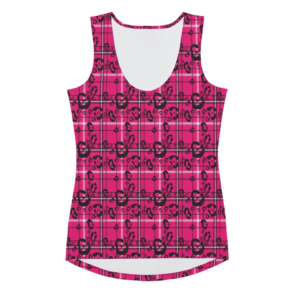 65 MCMLXV Women's Pink Plaid And Leopard Print Tank Top-Tank Top-65mcmlxv