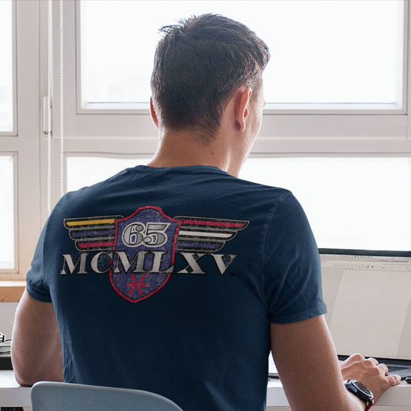 Tee Shirt - 65 MCMLXV Men's Vintage Logo Graphic T-Shirt In Navy